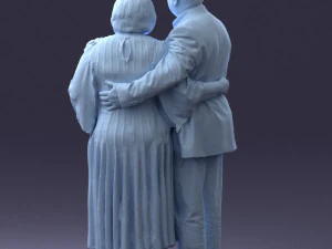 000186 Elderly Couple Standing with Flowers 1001 3dp 3D Print Model