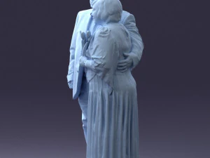 000186 Elderly Couple Standing with Flowers 1001 3dp 3D Print Model
