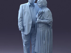 000186 Elderly Couple Standing with Flowers 1001 3dp 3D Print Model