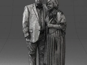 000186 Elderly Couple Standing with Flowers 1001 3dp 3D Print Model