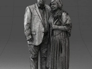 000186 Elderly Couple Standing with Flowers 1001 3dp 3D Print Model