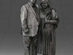 000186 Elderly Couple Standing with Flowers 1001 3dp 3D Print Model