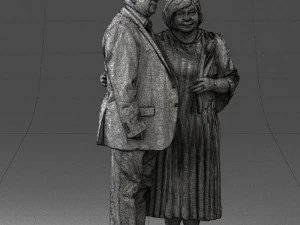 000186 Elderly Couple Standing with Flowers 1001 3dp 3D Print Model