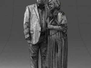 000186 Elderly Couple Standing with Flowers 1001 3dp 3D Print Model