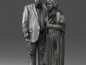 000186 Elderly Couple Standing with Flowers 1001 3dp 3D Print Model