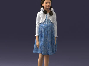 000283 Young Girl in Blue Dress Realistic Character 0809 3dp 3D Print Model