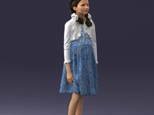 000283 Young Girl in Blue Dress Realistic Character 0809 3dp 3D Print Model