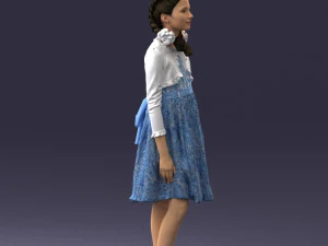 000283 Young Girl in Blue Dress Realistic Character 0809 3dp 3D Print Model