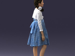 girl in dress 0809 3d print ready Modèles 3D en vedette