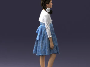 000283 Young Girl in Blue Dress Realistic Character 0809 3dp 3D Print Model