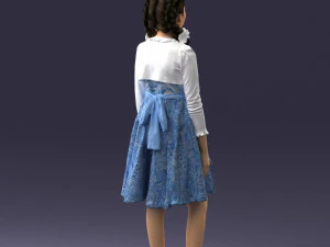 000283 Young Girl in Blue Dress Realistic Character 0809 3dp 3D Print Model