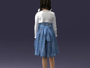 000283 Young Girl in Blue Dress Realistic Character 0809 3dp 3D Print Model