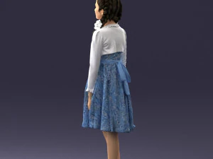 000283 Young Girl in Blue Dress Realistic Character 0809 3dp 3D Print Model
