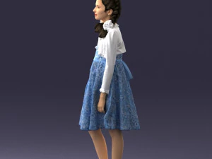 000283 Young Girl in Blue Dress Realistic Character 0809 3dp 3D Print Model
