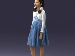 000283 Young Girl in Blue Dress Realistic Character 0809 3dp 3D Print Model