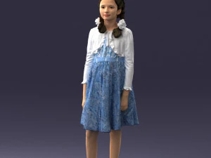 000283 Young Girl in Blue Dress Realistic Character 0809 3dp 3D Print Model