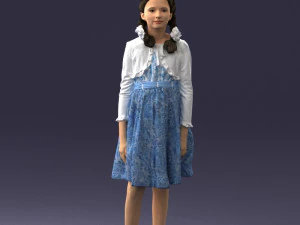 000283 Young Girl in Blue Dress Realistic Character 0809 3dp 3D Print Model