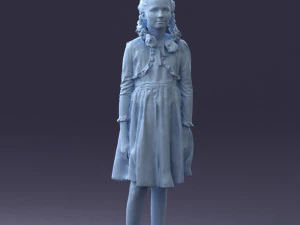 000283 Young Girl in Blue Dress Realistic Character 0809 3dp 3D Print Model