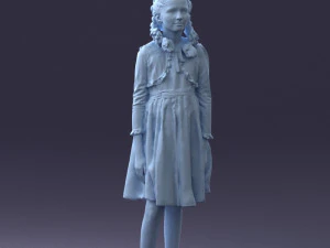 000283 Young Girl in Blue Dress Realistic Character 0809 3dp 3D Print Model