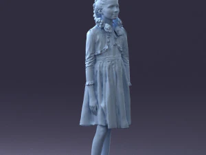 000283 Young Girl in Blue Dress Realistic Character 0809 3dp 3D Print Model