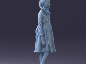 000283 Young Girl in Blue Dress Realistic Character 0809 3dp 3D Print Model