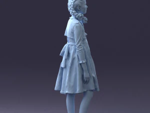 000283 Young Girl in Blue Dress Realistic Character 0809 3dp 3D Print Model