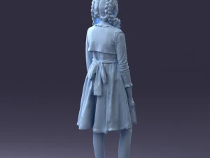 000283 Young Girl in Blue Dress Realistic Character 0809 3dp 3D Print Model