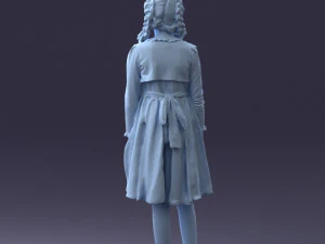 000283 Young Girl in Blue Dress Realistic Character 0809 3dp 3D Print Model
