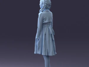 000283 Young Girl in Blue Dress Realistic Character 0809 3dp 3D Print Model