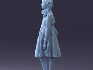 000283 Young Girl in Blue Dress Realistic Character 0809 3dp 3D Print Model