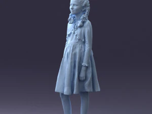000283 Young Girl in Blue Dress Realistic Character 0809 3dp 3D Print Model