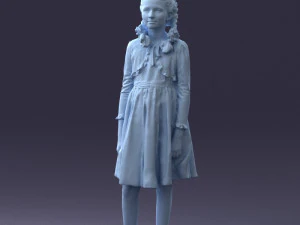 000283 Young Girl in Blue Dress Realistic Character 0809 3dp 3D Print Model