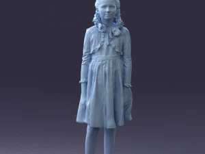 000283 Young Girl in Blue Dress Realistic Character 0809 3dp 3D Print Model
