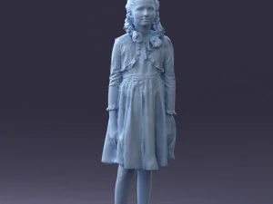 000283 Young Girl in Blue Dress Realistic Character 0809 3dp 3D Print Model