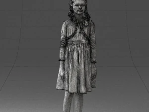 000283 Young Girl in Blue Dress Realistic Character 0809 3dp 3D Print Model