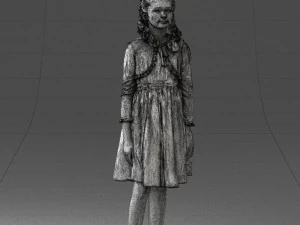 000283 Young Girl in Blue Dress Realistic Character 0809 3dp 3D Print Model