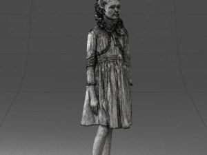 000283 Young Girl in Blue Dress Realistic Character 0809 3dp 3D Print Model