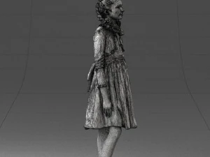 000283 Young Girl in Blue Dress Realistic Character 0809 3dp 3D Print Model