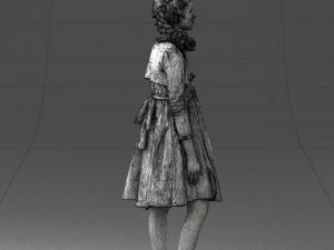 000283 Young Girl in Blue Dress Realistic Character 0809 3dp 3D Print Model