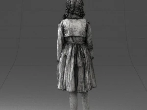 000283 Young Girl in Blue Dress Realistic Character 0809 3dp 3D Print Model