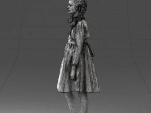 000283 Young Girl in Blue Dress Realistic Character 0809 3dp 3D Print Model