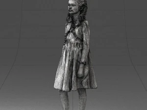 000283 Young Girl in Blue Dress Realistic Character 0809 3dp 3D Print Model