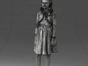 000283 Young Girl in Blue Dress Realistic Character 0809 3dp 3D Print Model