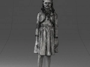 000283 Young Girl in Blue Dress Realistic Character 0809 3dp 3D Print Model