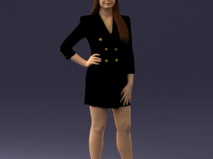 000278 Female Model in Black Business Dress 0708 3D Model