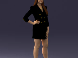 000278 Female Model in Black Business Dress 0708 3D Model