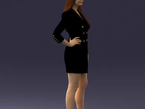 000278 Female Model in Black Business Dress 0708 3D Model