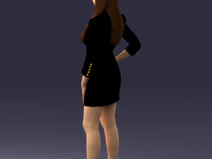000278 Female Model in Black Business Dress 0708 3D Model