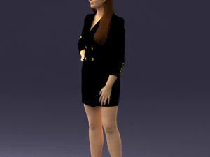 000278 Female Model in Black Business Dress 0708 3D Model