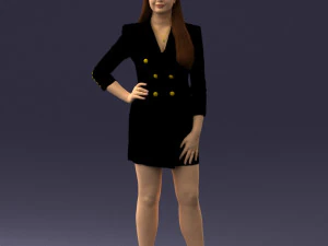 000278 Female Model in Black Business Dress 0708 3D Model